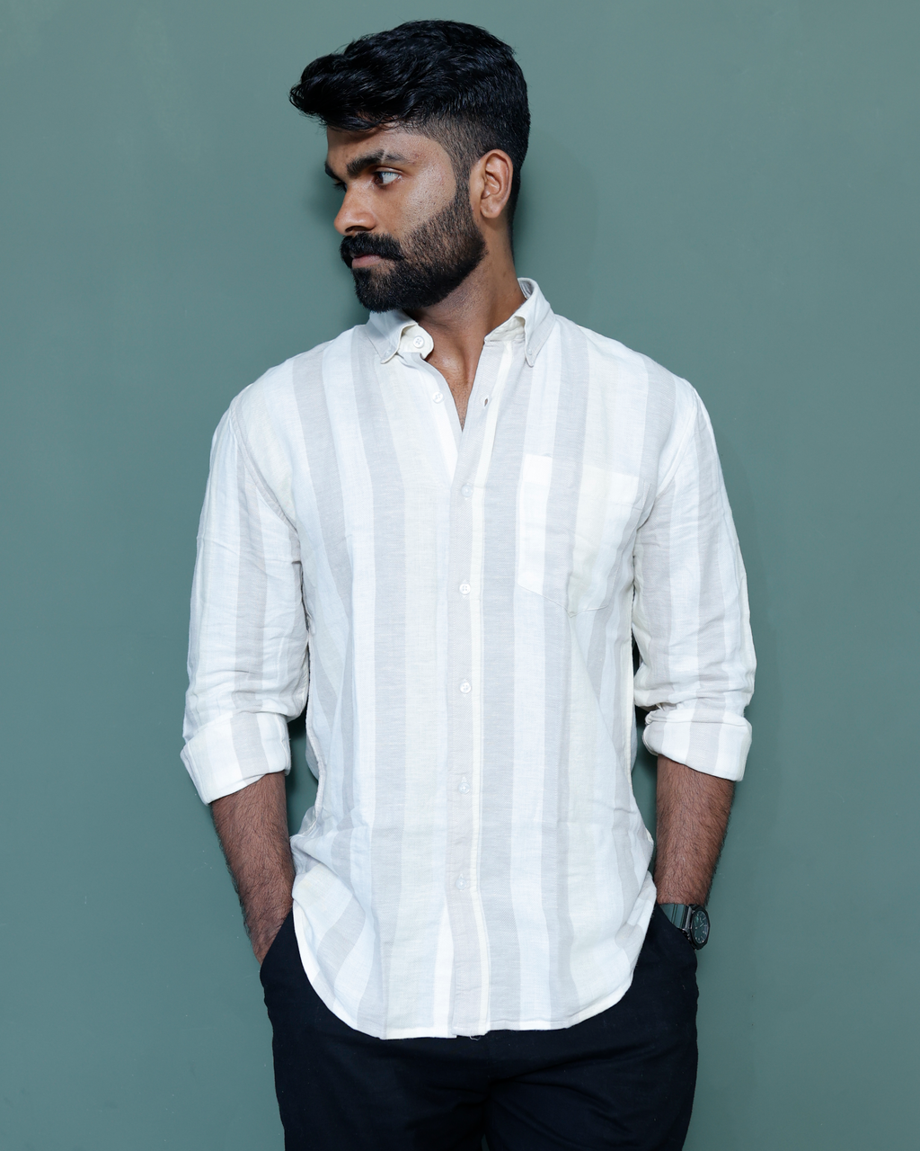 Essential Linen Ivory Stripe
