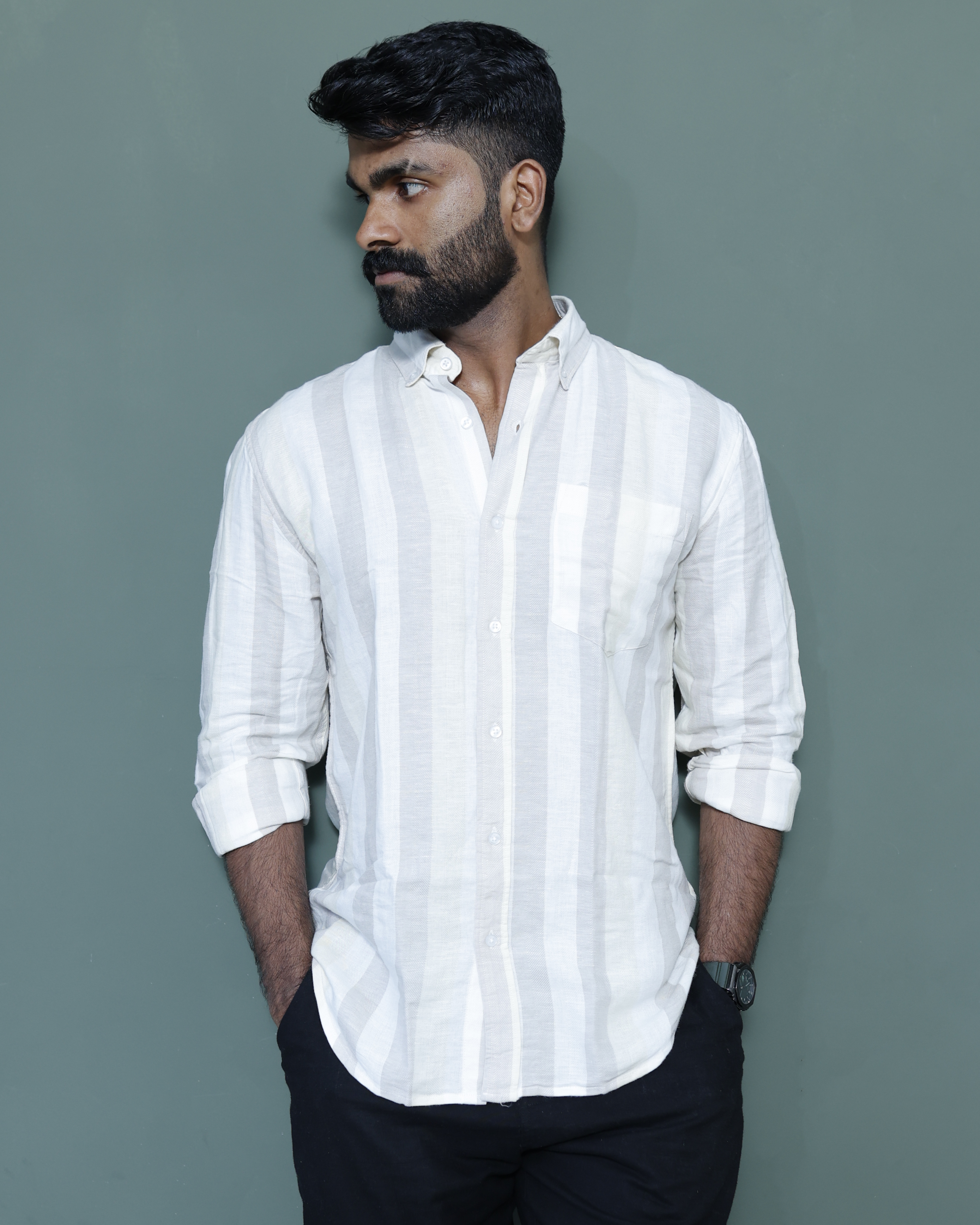 Essential Linen Ivory Stripe