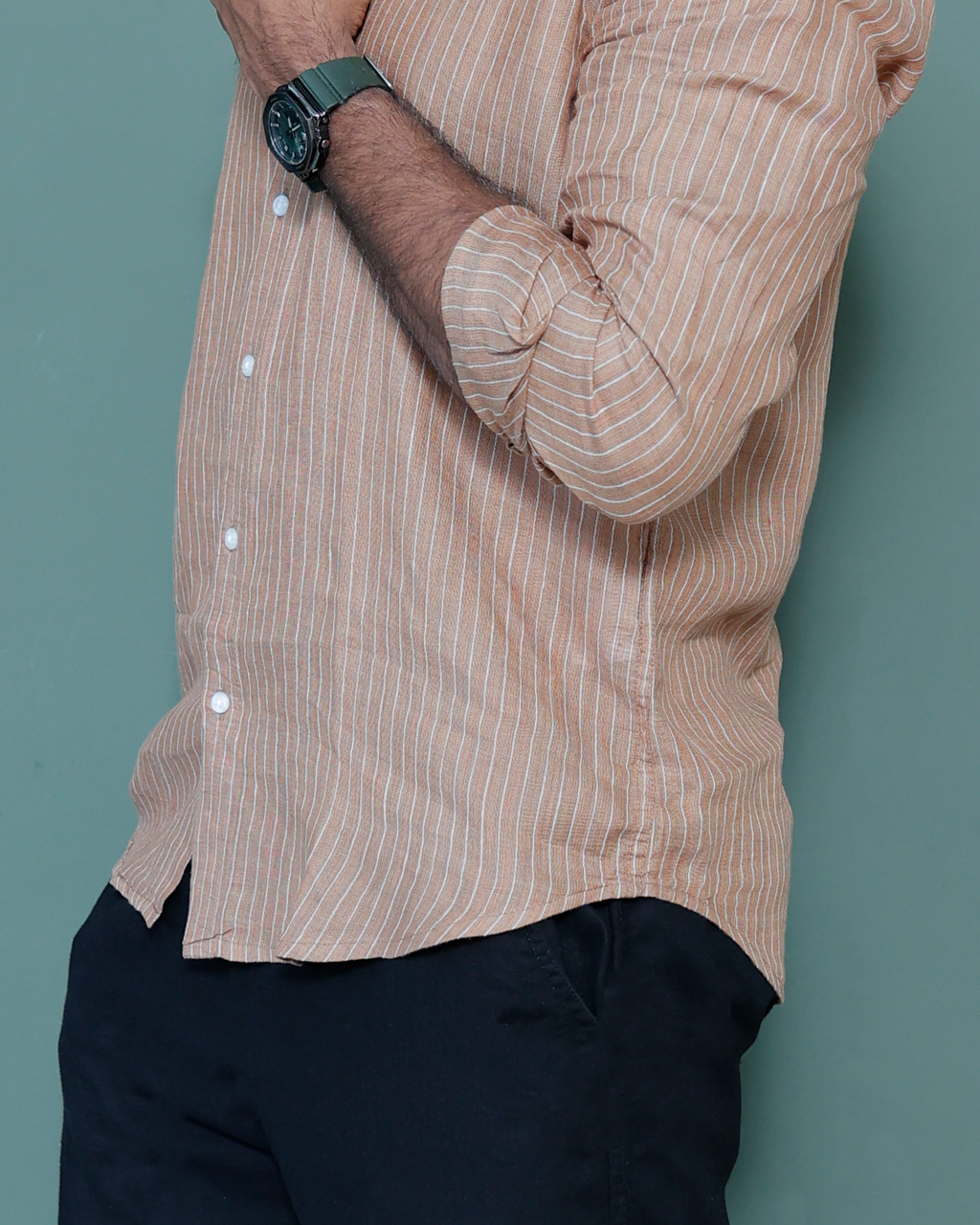 Signature Linen  Stripe Taupe Brown