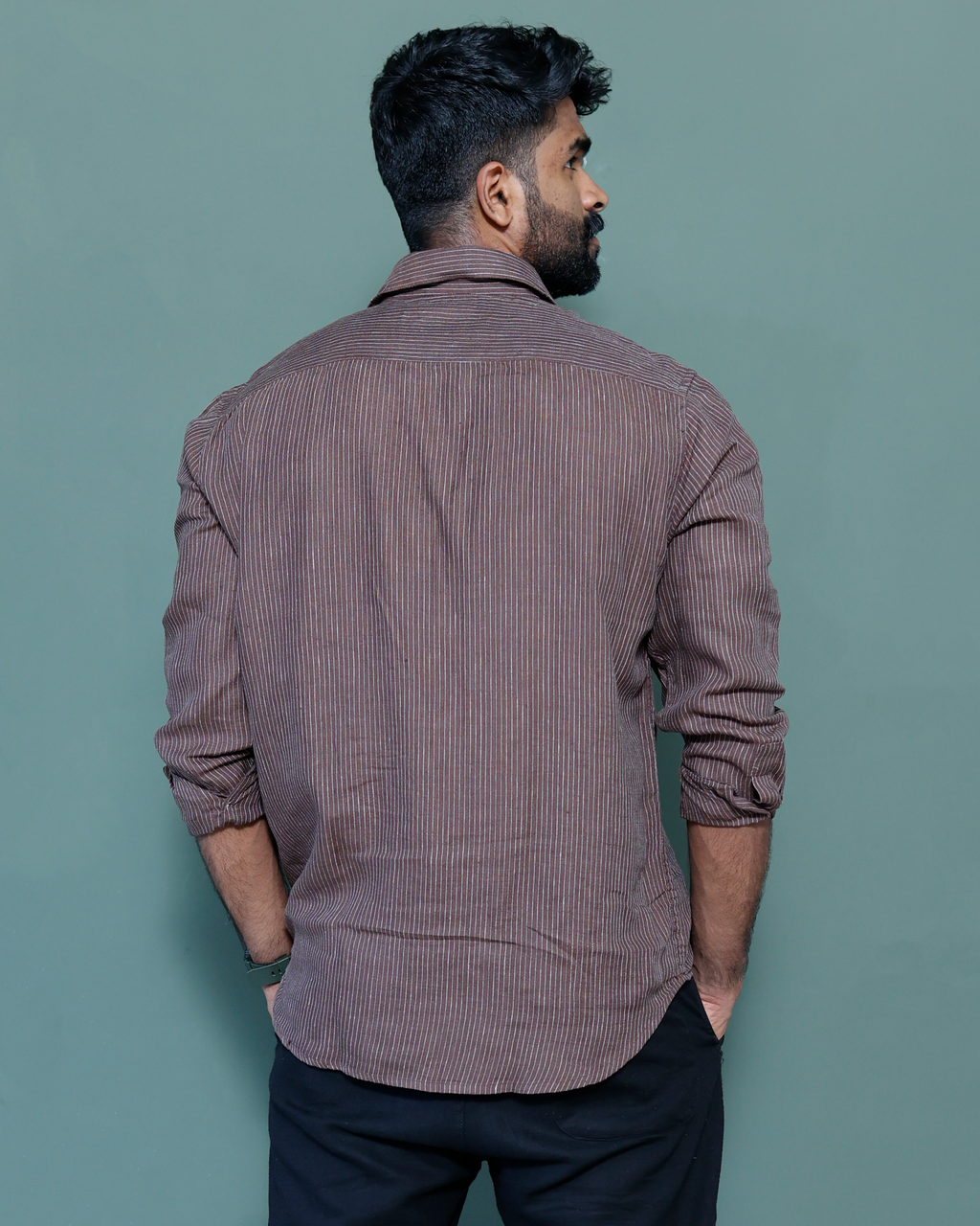 Signature Linen  Stripe Espresso Brown