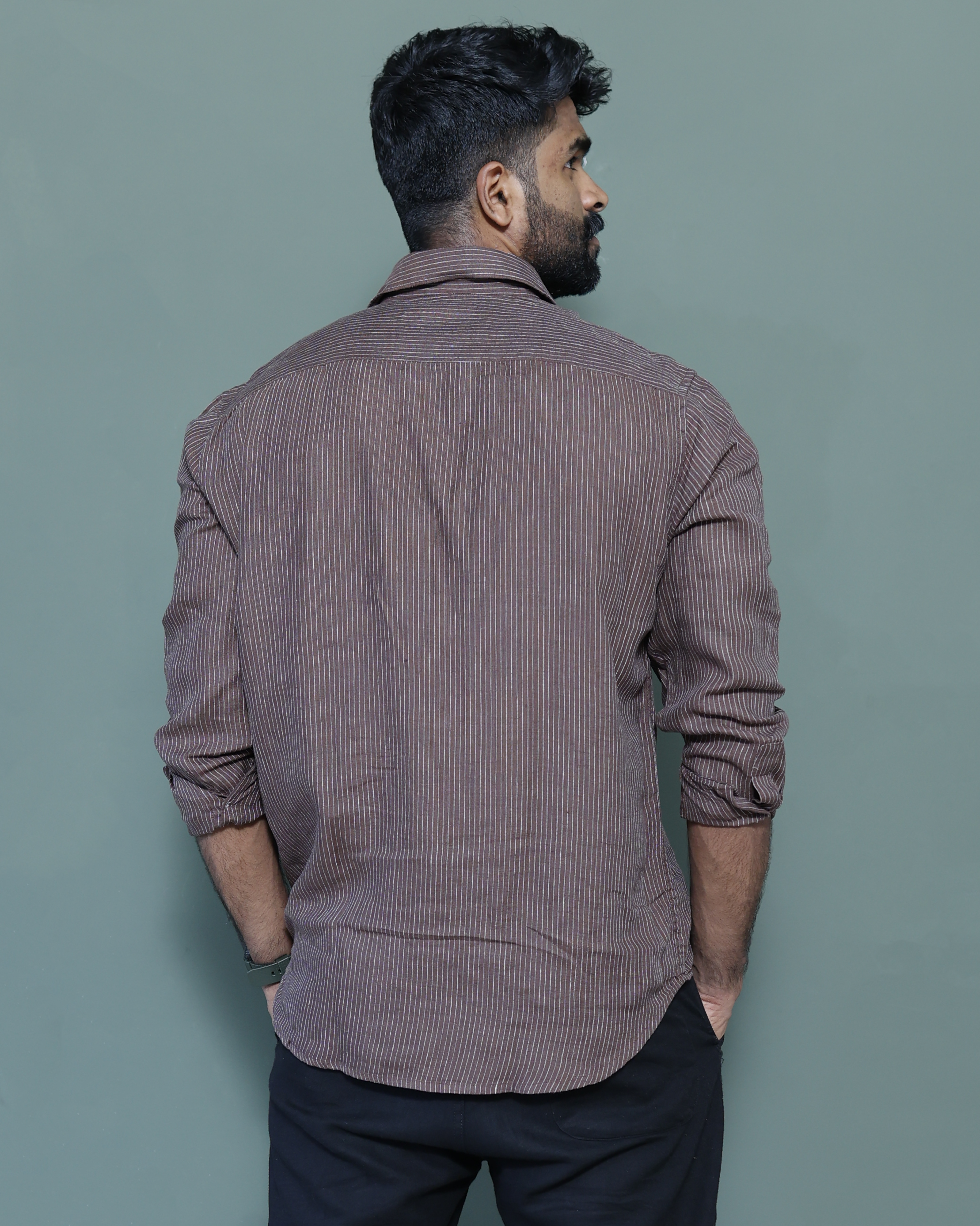 Signature Linen  Stripe Espresso Brown