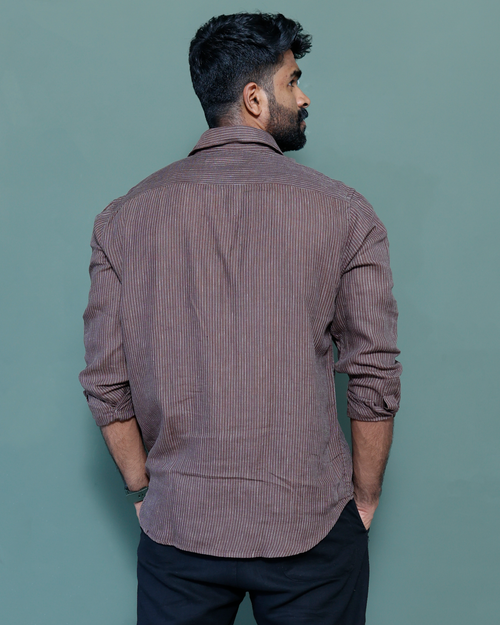 Signature Linen  Stripe Espresso Brown
