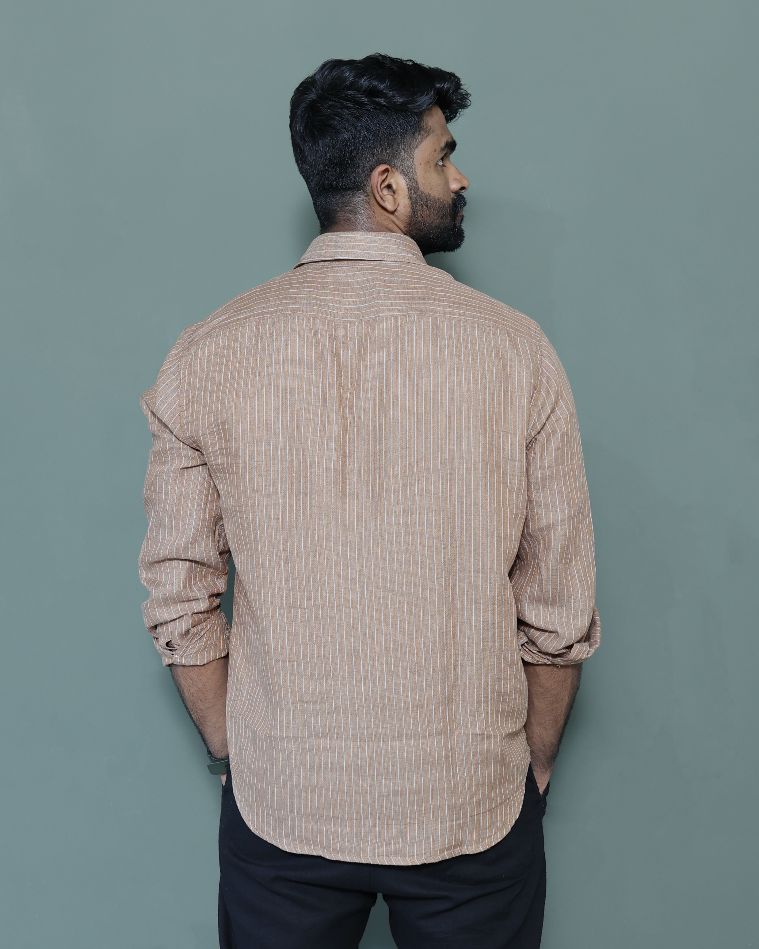 Signature Linen  Stripe Taupe Brown