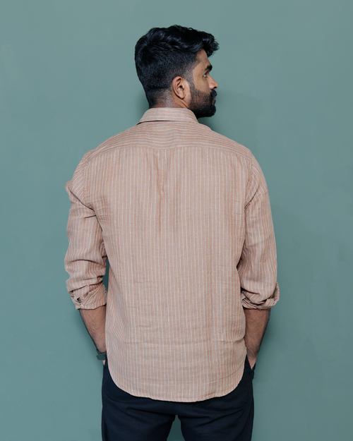 Signature Linen  Stripe Taupe Brown