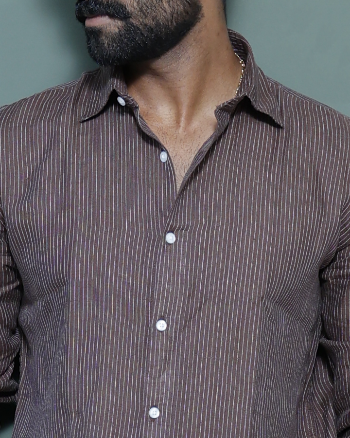 Signature Linen  Stripe Espresso Brown