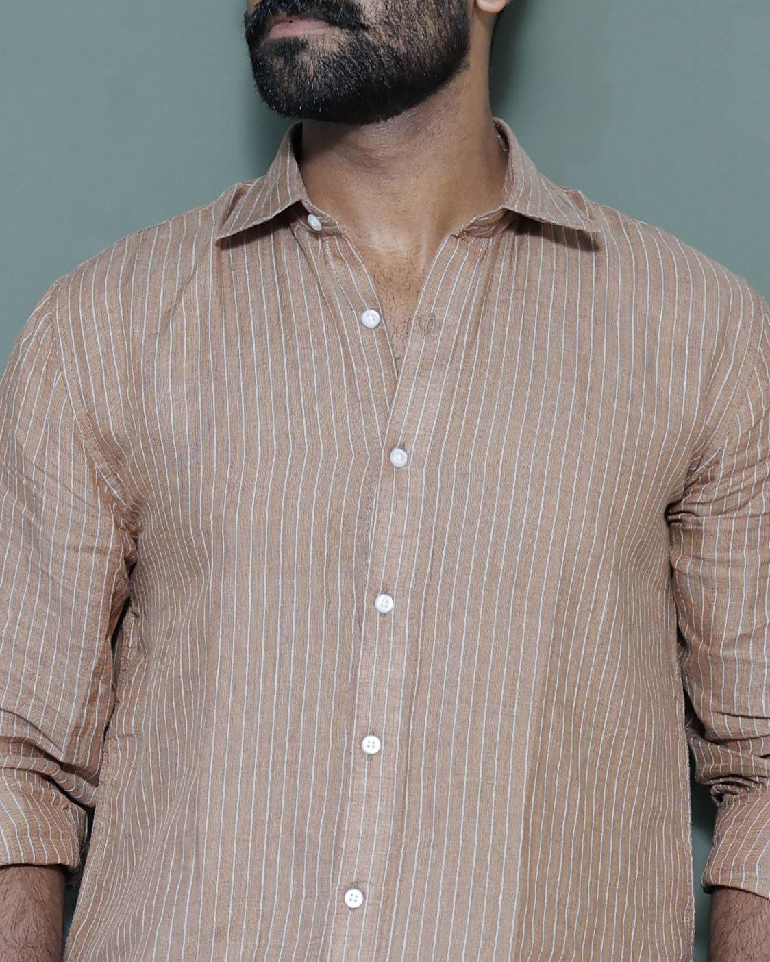 Signature Linen  Stripe Taupe Brown
